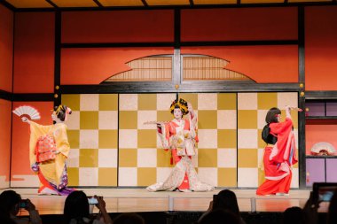 NIKKO, JAPONYA - 10 Nisan 2023: Japon geleneksel dansı