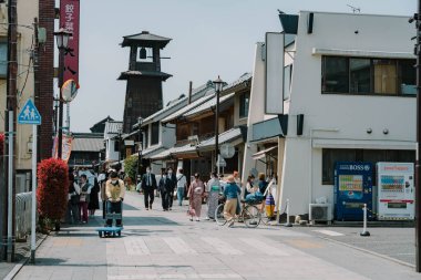 NIKKO, JAPONYA - 10 Nisan 2023: Japonya 'nın Kawagoe Little Edo kentindeki eski kale kasabası