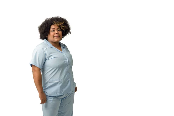 Jong Afro Latijn Verpleegster Vrouw Van Venezuelan Etniciteit Staat Poseren — Stockfoto