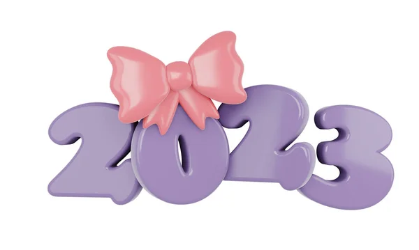 Render New Year 2023 Nummer Mit Schleife Render Illustration — Stockfoto