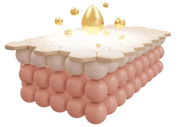 Rendering Serum Cream Vitamin Drop Closeup Skin Cell Layer Cosmetic — Stock Photo, Image