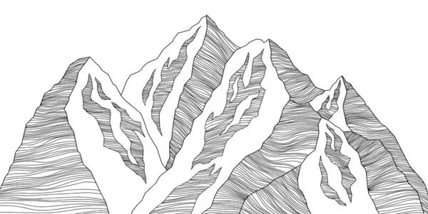 Horská Futuristická Ilustrace Vektorové Křivky Pozadí Přírodní Skica Souhrnná Krajina — Stockový vektor