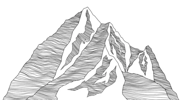 Montanha Ilustração Futurista Fundo Vetorial Linhas Onduladas Esboço Natureza Paisagem — Vetor de Stock