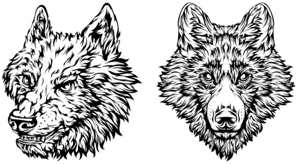 犬の頭 オオカミ 抽象的なキャラクターイラスト エンブレムのグラフィックロゴデザインテンプレート 肖像画の画像 — ストックベクタ
