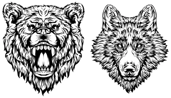 Głowa Niedźwiedzia Psa Wilka Abstrakcyjna Ilustracja Postaci Logo Graficzne Projektuje — Wektor stockowy