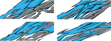 Yan vücut grafiği çıkartması. Soyut yarış tasarımı konsepti. Motosiklet, tekne, kamyon, araba, tekne ve daha fazlası için araba çıkartması tasarımı. Vektör 10.