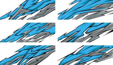 Yan vücut grafiği çıkartması. Soyut yarış tasarımı konsepti. Motosiklet, tekne, kamyon, araba, tekne ve daha fazlası için araba çıkartması tasarımı. Vektör 10.