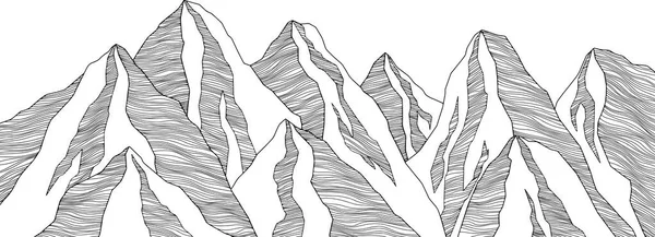 Ορεινή Φουτουριστική Απεικόνιση Κυματιστές Γραμμές Φόντου Σχέδιο Φύσης Αφηρημένο Τοπίο — Διανυσματικό Αρχείο
