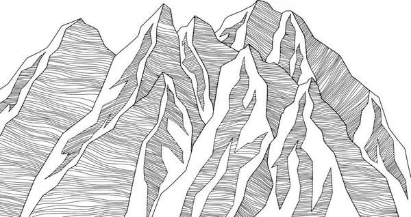 Fjällfuturistisk Illustration Bakgrund Vågiga Linjer Naturskiss Abstrakt Landskap — Stock vektor