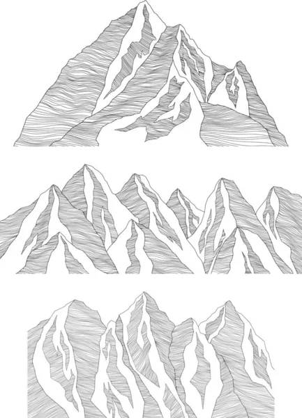 Гірська Футуристична Ілюстрація Фонові Хвилясті Лінії Ескіз Природи Абстрактний Пейзаж — стоковий вектор