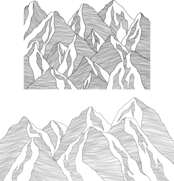 Гірська Футуристична Ілюстрація Фонові Хвилясті Лінії Ескіз Природи Абстрактний Пейзаж — стоковий вектор