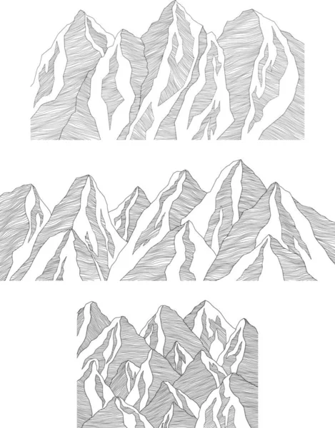 Montanha Ilustração Futurista Fundo Linhas Onduladas Esboço Natureza Paisagem Abstracta — Vetor de Stock