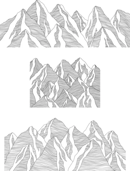 Montanha Ilustração Futurista Fundo Linhas Onduladas Esboço Natureza Paisagem Abstracta —  Vetores de Stock