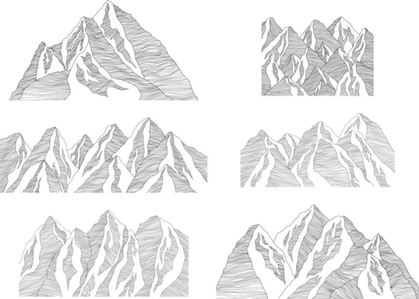 Montanha Ilustração Futurista Fundo Linhas Onduladas Esboço Natureza Paisagem Abstracta —  Vetores de Stock