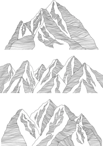 Illustrazione Futuristica Montagna Linee Ondulate Sfondo Schizzo Naturalistico Paesaggio Astratto — Vettoriale Stock