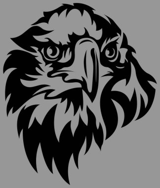 El çizimi kartal kafası amblemi. Maskot kuş logosu çizimi.