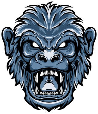 Maymunun el çizimi yüzü. Renkli illüstrasyon maskot sanatı.