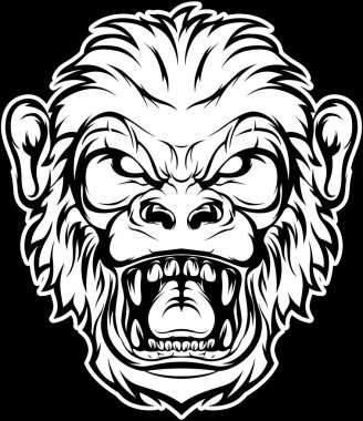 Maymunun el çizimi yüzü. Çizim maskotu sanatı.