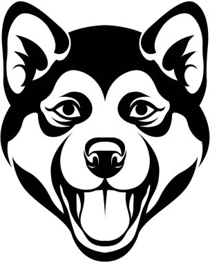Head of dog. Shiba inu abstract character illustration. Graphic logo designs template for emblem.