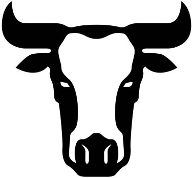 İnek kafalı maskot. Sığır logosu. Çiftlik hayvanı çizimi. 