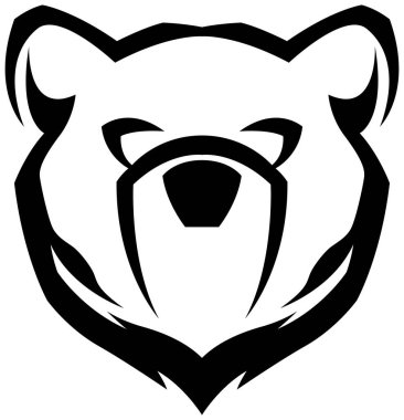 Ayı başı. Soyut karakter çizimi. Amblem için grafik logo tasarım şablonu. Portre resmi.