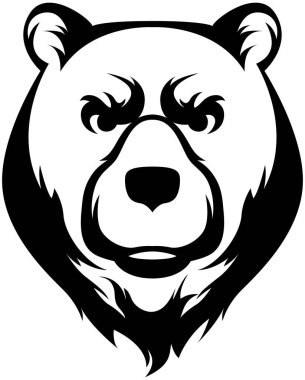 Ayı başı. Soyut karakter çizimi. Amblem için grafik logo tasarım şablonu. Portre resmi.