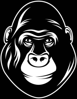 Hand drawn face of monkey. Gorilla illustration mascot art.