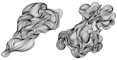 Soyut şekiller. El çizimi çizimi. Mürekkep boyama biçimi bileşimi ayarlandı.