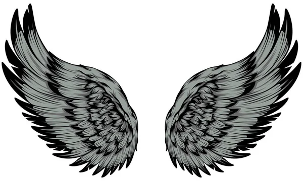 Bird Wings Illustration Tattoo Style Hand Drawn Design Element — Stockvector
