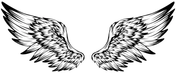 Bird Wings Illustration Tattoo Style Hand Drawn Design Element — Archivo Imágenes Vectoriales