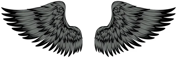 Alas Pájaro Ilustración Tatuaje Estilo Elemento Diseño Dibujado Mano — Vector de stock