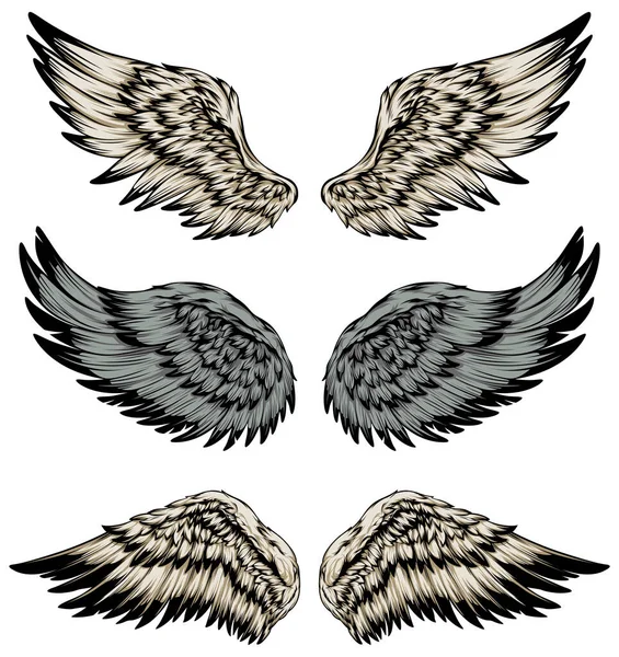 Пташині Крила Ілюстрація Стилю Татуювання Ручний Намальований Елемент Дизайну — стоковий вектор