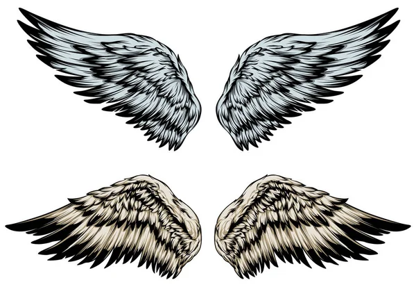 Пташині Крила Ілюстрація Стилю Татуювання Ручний Намальований Елемент Дизайну — стоковий вектор