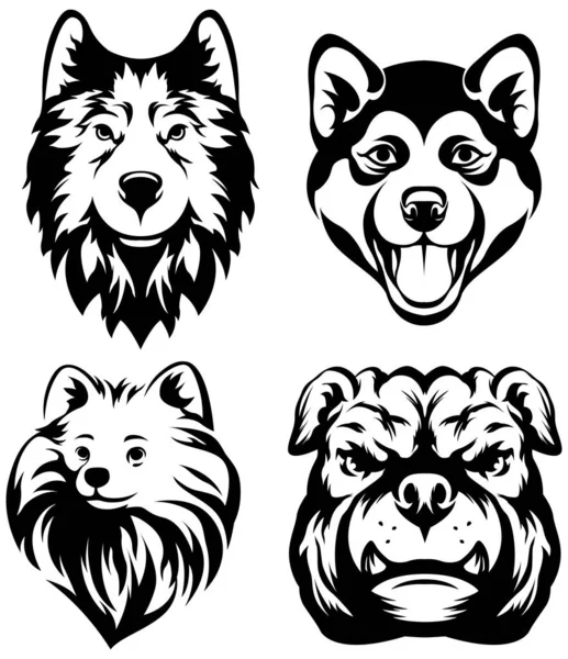 Honden Hoofden Abstracte Karakterillustratie Grafisch Logo Ontwerp Sjablonen Voor Embleem — Stockvector