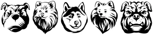 Köpek Kafaları Soyut Karakter Çizimi Amblem Için Grafik Logo Tasarım — Stok Vektör