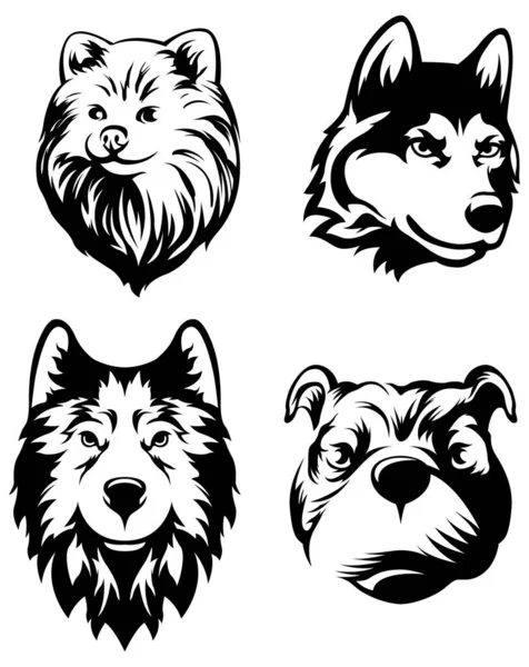 Kutyafejek Absztrakt Karakter Illusztráció Embléma Grafikus Logó Tervezési Sablonjai — Stock Vector