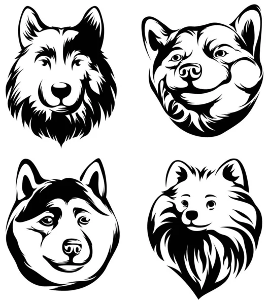 Kutyafejek Absztrakt Karakter Illusztráció Embléma Grafikus Logó Tervezési Sablonjai — Stock Vector