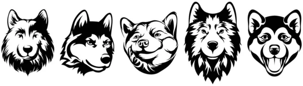 Głowy Psa Abstrakcyjna Ilustracja Postaci Szablony Projektów Graficznych Logo Godła — Wektor stockowy