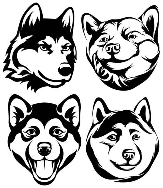 Hundhuvuden Abstrakt Karaktär Illustration Grafisk Logotyp Mallar För Emblem — Stock vektor