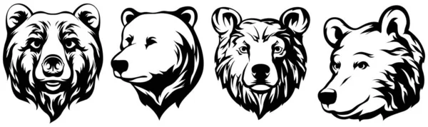 Kepala Beruang Variasi Ilustrasi Karakter Abstrak Diatur Templat Desain Logo - Stok Vektor