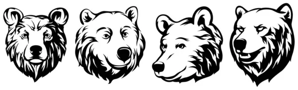 Cabeça Urso Conjunto Variantes Ilustração Caracteres Abstratos Modelo Design Logotipo — Vetor de Stock