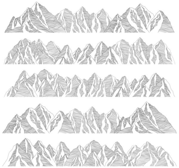 Mountain Futuristic Illustration Background Wavy Lines Nature Sketch Abstract Landscape — Stock Vector