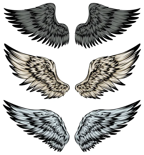 Татуировка Птичьими Крыльями Ручной Рисунок — стоковый вектор