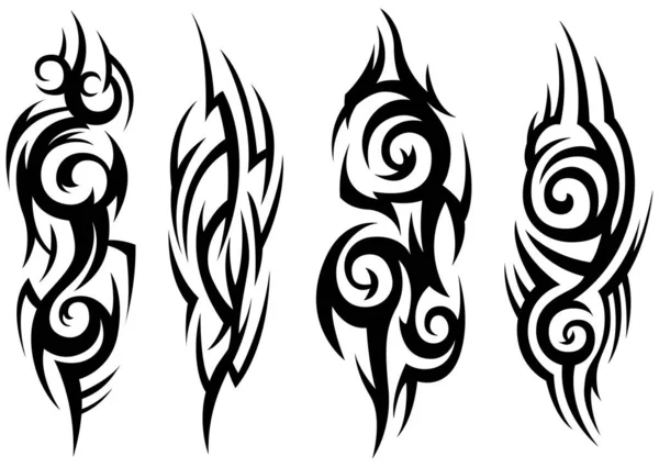 Tatuaje Tribal Ilustración Silueta Conjunto Elementos Abstractos Aislados — Vector de stock