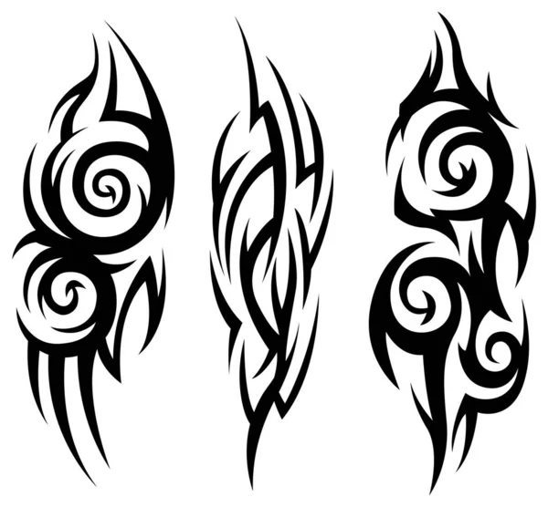Tatuagem Tribal Ilustração Silhueta Conjunto Elementos Abstratos Isolados — Vetor de Stock
