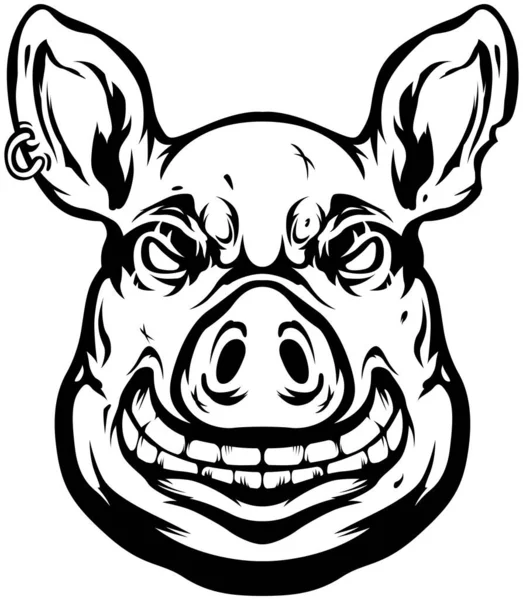 Pig Head Mascot Swine Logo Hog Illustration — Vector de stoc