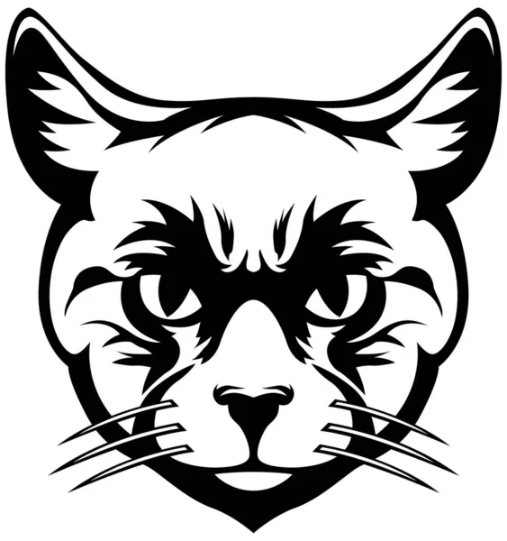 Gatto Arrabbiato Isolato Illustrazione Colore Nero Immagine Logo Bianco — Vettoriale Stock