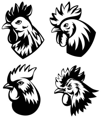 Horoz seti şefi. Sik soyut karakter çizimi. Amblem için grafik logo şablonu dizayn eder. Şirket kullanımı için portre resmi.