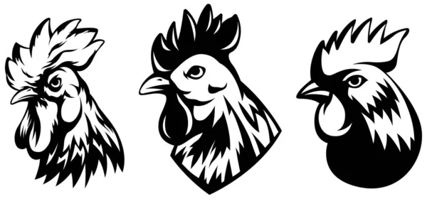 Tupphuvud Inställt Cock Abstrakt Karaktär Illustration Grafisk Logotyp Utformar Mall — Stock vektor