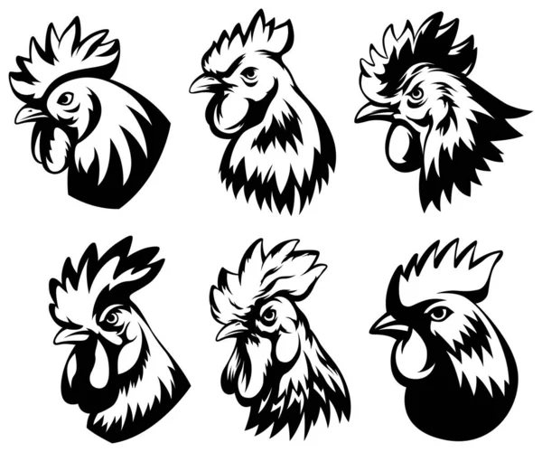 Cabeça Galo Preparada Cock Ilustração Caráter Abstrato Modelo Desenhos Logotipo — Vetor de Stock